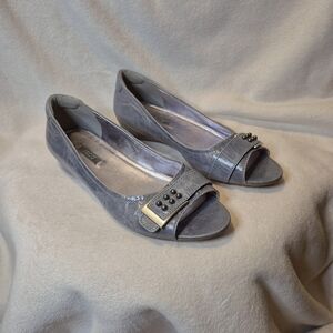 Ecco Bouillon Leather Open Toe Ballet Wedge SIZE 39 = 8/8.5